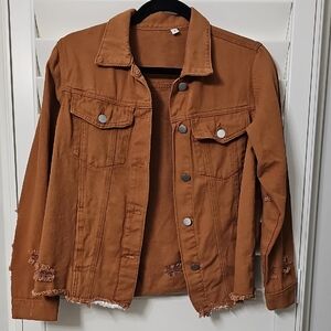 Brown Distressed Denim Jacket